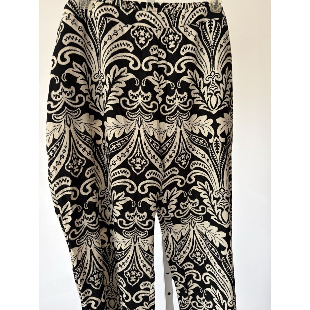 Soft Surroundings Wide Leg Pants Plus 3X Black Tan Paisley Pull On Comfort - Picture 6 of 11